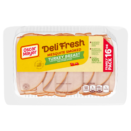 Oscar Mayer Deli Fresh Mesquite Smoked Sliced Turkey Breast Lunch Meat Family Size, Package - 16 Ounce
