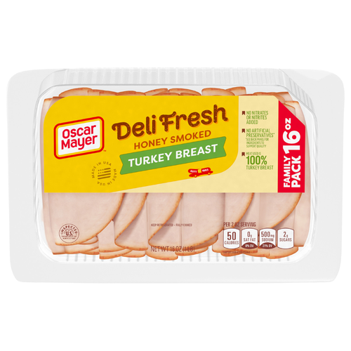 Oscar Mayer Deli Fresh Honey Smoked Sliced Turkey Breast Lunch Meat, Package - 16 Ounce