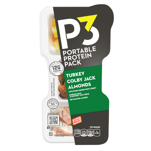 P3 Portable Protein Pack Turkey, Almonds, Colby Jack Cheese, Tray - 2 Ounce