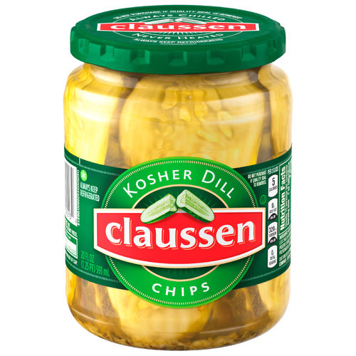 Claussen Kosher Dill Pickle Chips, Jar - 20 Fluid Ounce