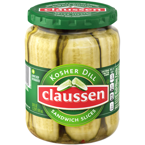 Claussen Kosher Dill Pickle Sandwich Slices, Jar - 20 Fluid Ounce