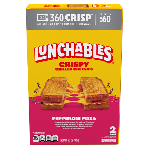 Lunchables Crispy Grilled Cheesies, Pepperoni Pizza Sandwiches, 2 Pack, Box - 6.2 Ounce