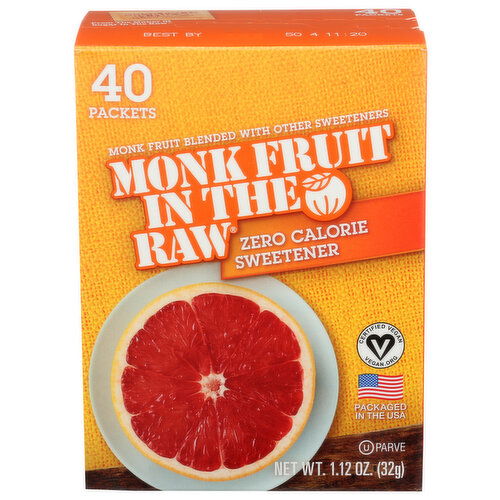 In The Raw Monk Fruit Zero Calorie Sweetener Packets - 0.028 Ounce - 40 Count