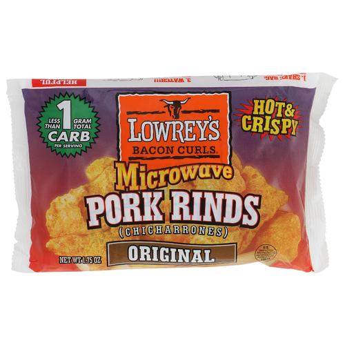 Lowrey's Bacon Curls Original Hot & Crispy Pork Rinds - 1.75 Ounce