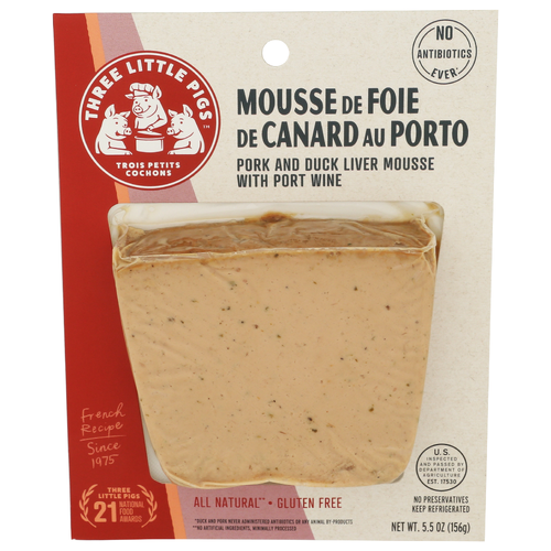 Three Little Pigs Cooked Meat And Wine Port Duck Liver & Pork Mousse With De Foie Canard Au Porto All Natural - 5.5 Ounce - 1 Count