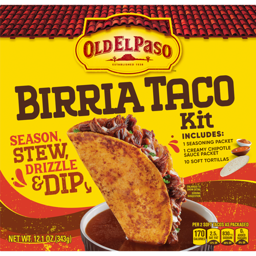 Old El Paso Birria Taco Kit With Seasoning, Sauce And Soft Tortillas - 12.1 Ounce