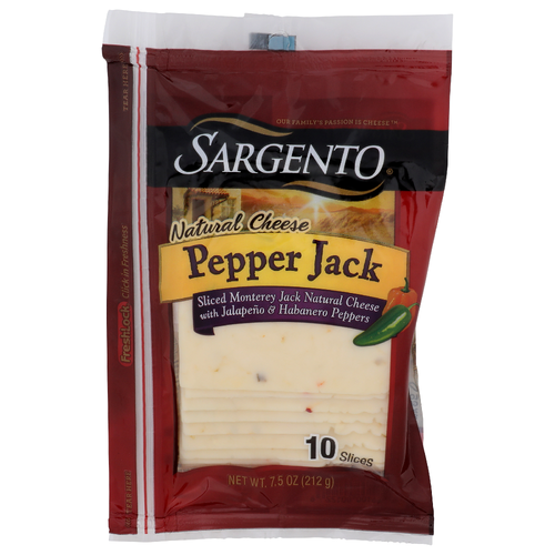 Sargento Sliced Monterey Jack Natural Cheese With Jalapeno & Habanero Peppers Pepper - 0.75 Ounce - 10 Count