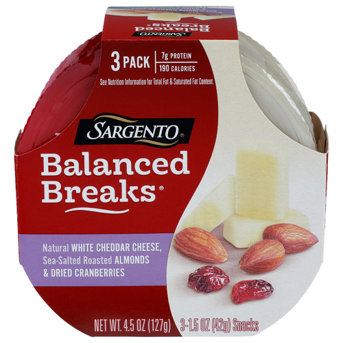 Sargento White Cheddar Balanced Breaks Natural Cheese - 1.5 Ounce - 3 Count