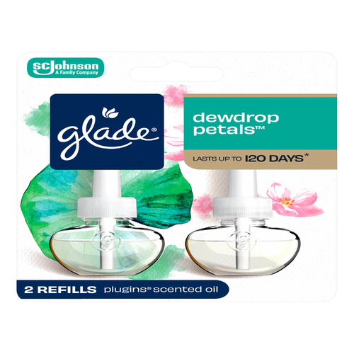 Glade Plugins Scented Oil Refills, Dew Drop Petals, Essential Infused - 1.34 Fluid Ounce