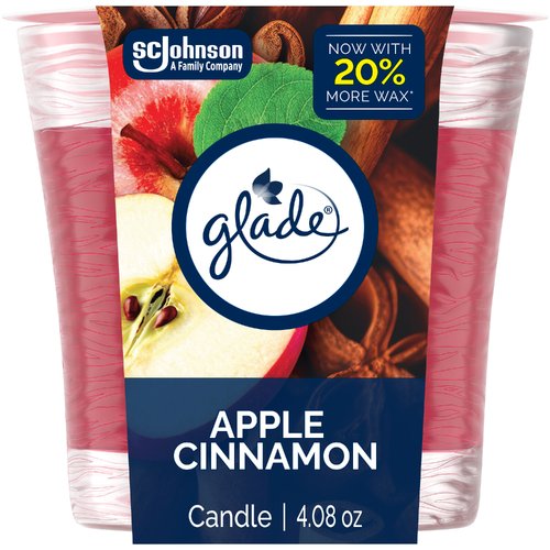 Glade Single Wick Candle, Apple Cinnamon - 4.08 Ounce