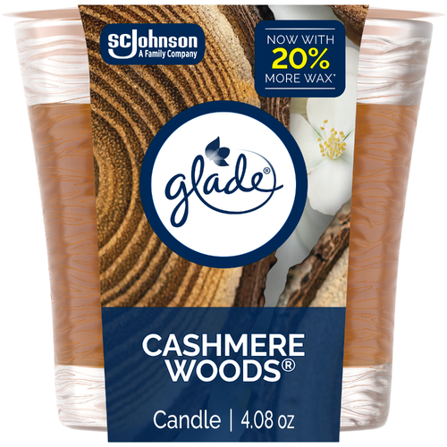 Glade Single Wick Candle, Cashmere Woods - 4.08 Ounce