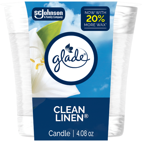 Glade Single Wick Candle, Clean Linen - 4.08 Ounce