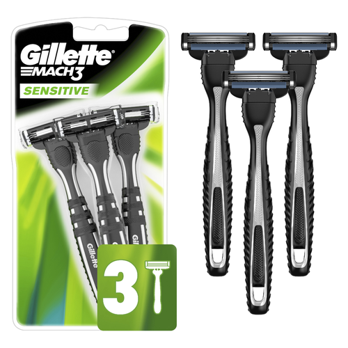 Gillette Mach3 Sensitive Disposable Razors - 3 Count