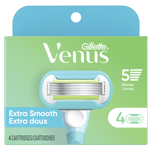 Venus Gillette Extra Smooth Women's Razor Blades, 5-Bladed Refills - 4 Count