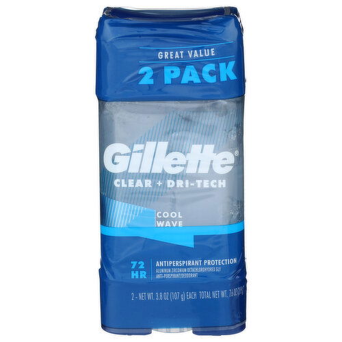Gillette Anti-Perspirant/Deodorant, Cool Wave, Clear Gel, 2 Pack - 2 Each