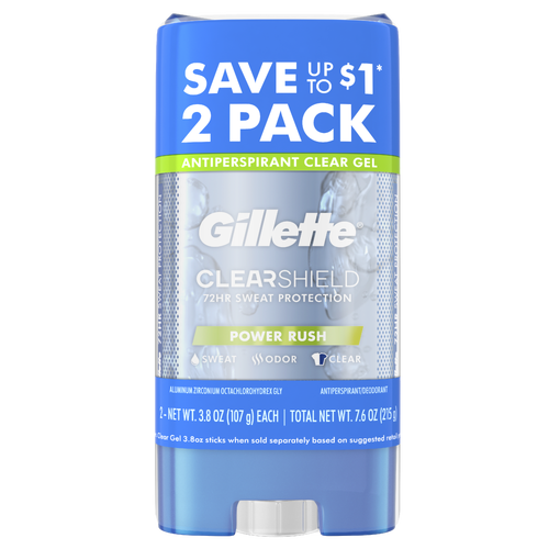 Gillette Antiperspirant And Deodorant For Men, Powder Rush, 2 Of - 7.6 Ounce Image 1 of 2