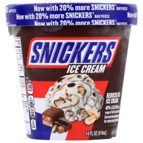 Snickers Ice Cream, Reduced Fat, Vanilla Flavored - 14 Fluid Ounce