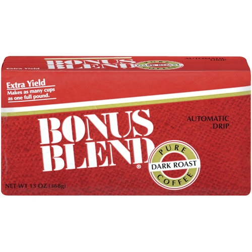 Bonus Blend Coffee Pure Dark Roast Automatic Drip - 13 Ounce