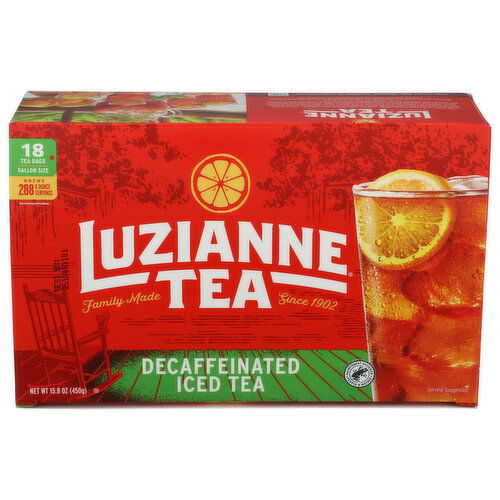 Luzianne Family Bag Iced Tea Decaffeinated - 18 Count