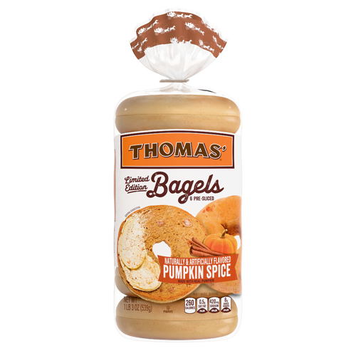 Thomas' Pumpkin Spice Bagels, , Each Naturally And Artificially Flavored, Bag - 19 Ounce