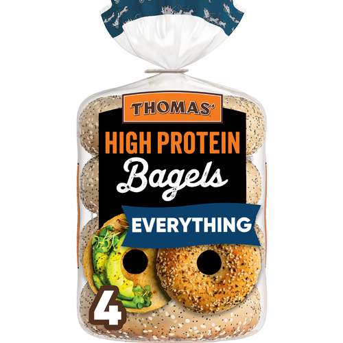 Thomas’ Sliced High Protein Everything Bagels - 15.5 Ounce Image 1 of 4