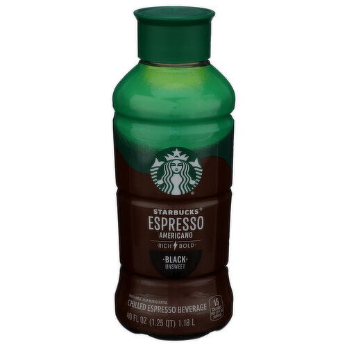 STARBUCKS Black Unsweet Chilled Coffee Ch Iced Espresso Classics Amercna Blk Unsweetned Pl 1pkx8cs - 40 Fluid Ounce