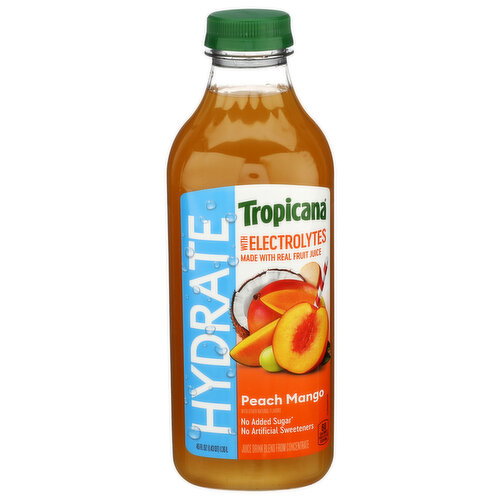 Tropicana Hydrate  Peach Mango With Electrolytes Drink - 46 Fluid Ounce