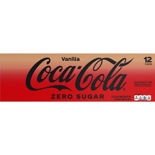 Coca-Cola Zero Sugar Vanilla Soda Soft Drink, , 12 Pack - 144 Fluid Ounce