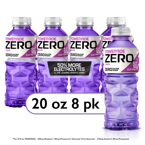 Powerade Zero Sugar Grape Sports Drink Bottles - 160 Fluid Ounce Image 1 of 4