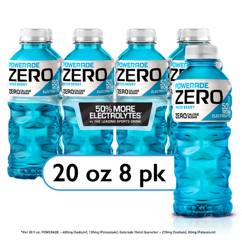 Powerade Zero Sugar Mixed Berry Sports Drink Bottles - 160 Fluid Ounce Image 1 of 4