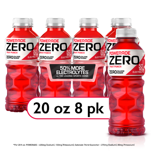 Powerade Zero Sugar Fruit Punch Sports Drink Bottles - 160 Fluid Ounce Image 1 of 4