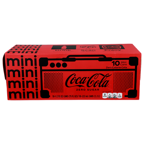 Coca-Cola Mini Zero Sugar - 7.5 Fluid Ounce - 10 Count