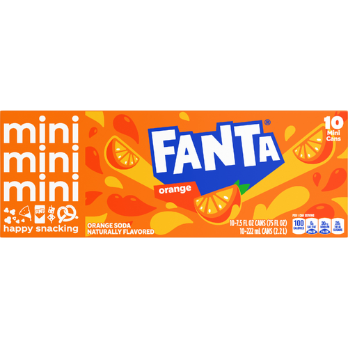 Fanta Orange Soda Soft Drink Fridge Pack, Mini Cans, 10 Pack - 75 Fluid Ounce