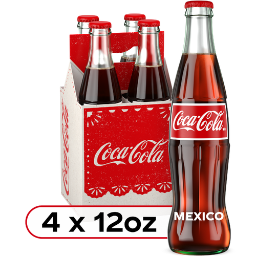 Coca-Cola De Mexico Soda Glass Bottles - 12 Fluid Ounce - 4 Count