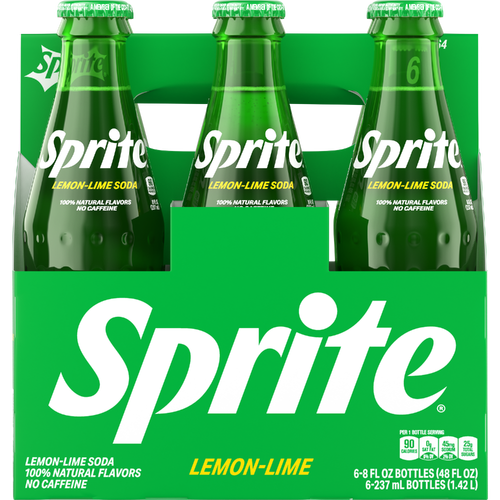 Sprite Lemon-Lime Soda Glass Bottles - 8 Fluid Ounce - 6 Count Image 1 of 2
