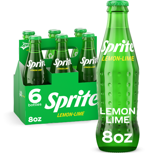 Sprite Lemon-Lime Soda Glass Bottles - 8 Fluid Ounce - 6 Count