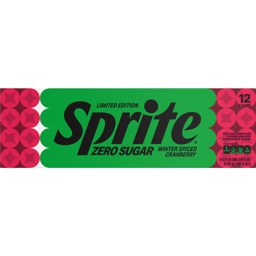 Sprite Zero Sugar Winter Spiced Cranberry Lemon-Lime Soda Cans - 12 Fluid Ounce - 12 Count Image 1 of 2