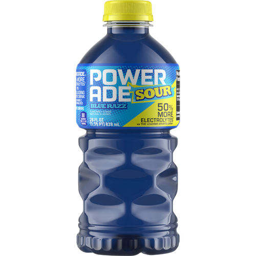 Powerade Blue Razz Sour Electrolyte Sports Drink, Bottle - 28 Fluid Ounce