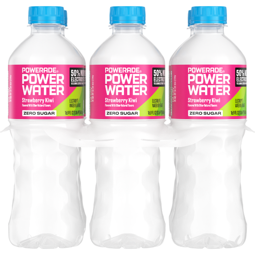 Powerade Zero Sugar Strawberry Kiwi Enhanced Water Bottles - 16.9 Fluid Ounce - 6 Count Image 1 of 2