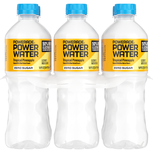 Powerade Zero Sugar Tropical Pineapple Enhanced Water Bottles - 16.9 Fluid Ounce - 6 Count Image 1 of 2
