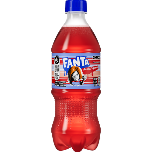 Fanta Fruit Punch Caffeine Free Soda Soft Drink, Chucky's Halloween Edition, , Bottle - 20 Fluid Ounce