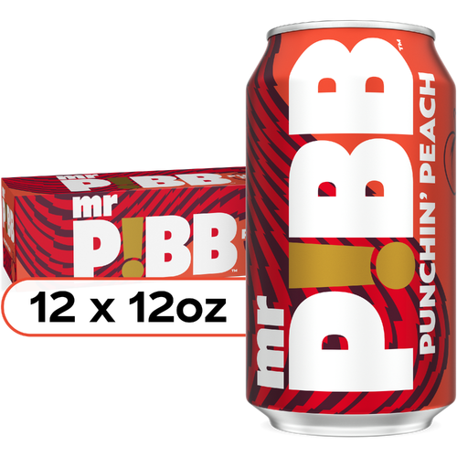 Mr. Pibb Punchin' Peach Soda Cans - 12 Fluid Ounce