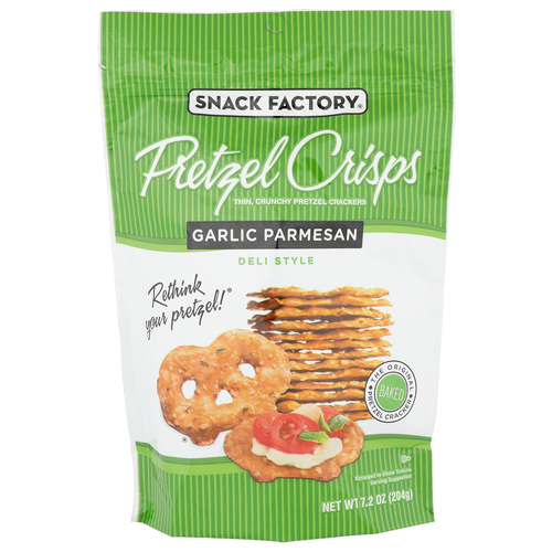 Snack Factory Garlic Parmesan Deli Style Thin, Crunchy Pretzel Crackers - 7.2 Ounce