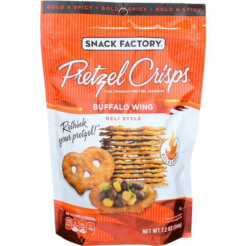 SNACK FACTORY Pretzel Crisps Buffalo Wing - 7.2 Ounce