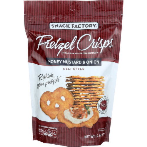 SNACK FACTORY Pretzel Crisps Honey Mustard & Onion - 7.2 Ounce