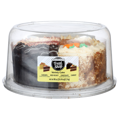 Our Specialty Treat Shop Caramel Red Velvet Chocolate Carrot Variety Cake - 46 Ounce
