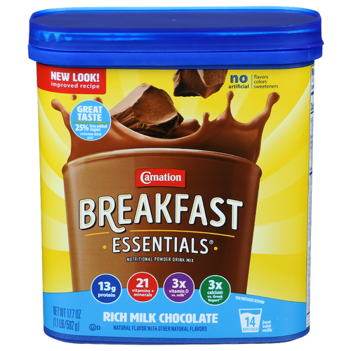 Carnation Breakfast Essentials Nutritional Powder Drink Mix Rich Milk Chocolate - 1.264 Ounce - 14 Count
