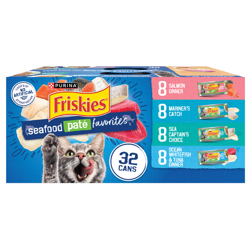 Purina Friskies Wet Cat Food Pate Variety Pack, Seafood Favorites - 11 Pound