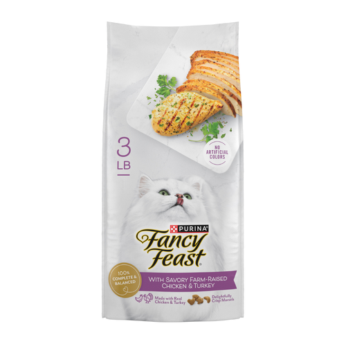 Purina Fancy Feast Dry Cat Food With Savory Farm-Raised Chicken And Turkey - 3 Pound
