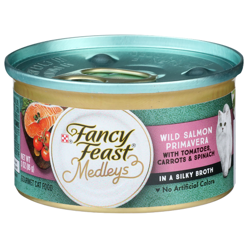 Fancy Feast Wild Salmon Primavera In a Silky Broth Gourmet Cat Food - 3 Ounce